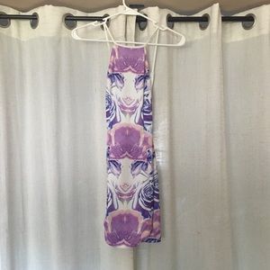 Purple Floral Bodycon Dress